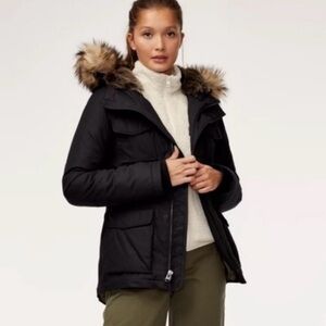 TNA Aritzia Niskeo Black Parka Heritage Series with Faux Fur Hood